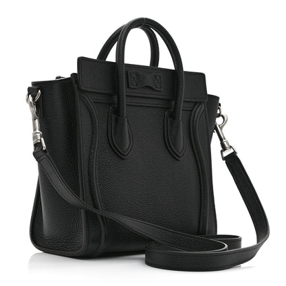 Celine Drummed Calfskin Nano Luggage Black 3 of 11
