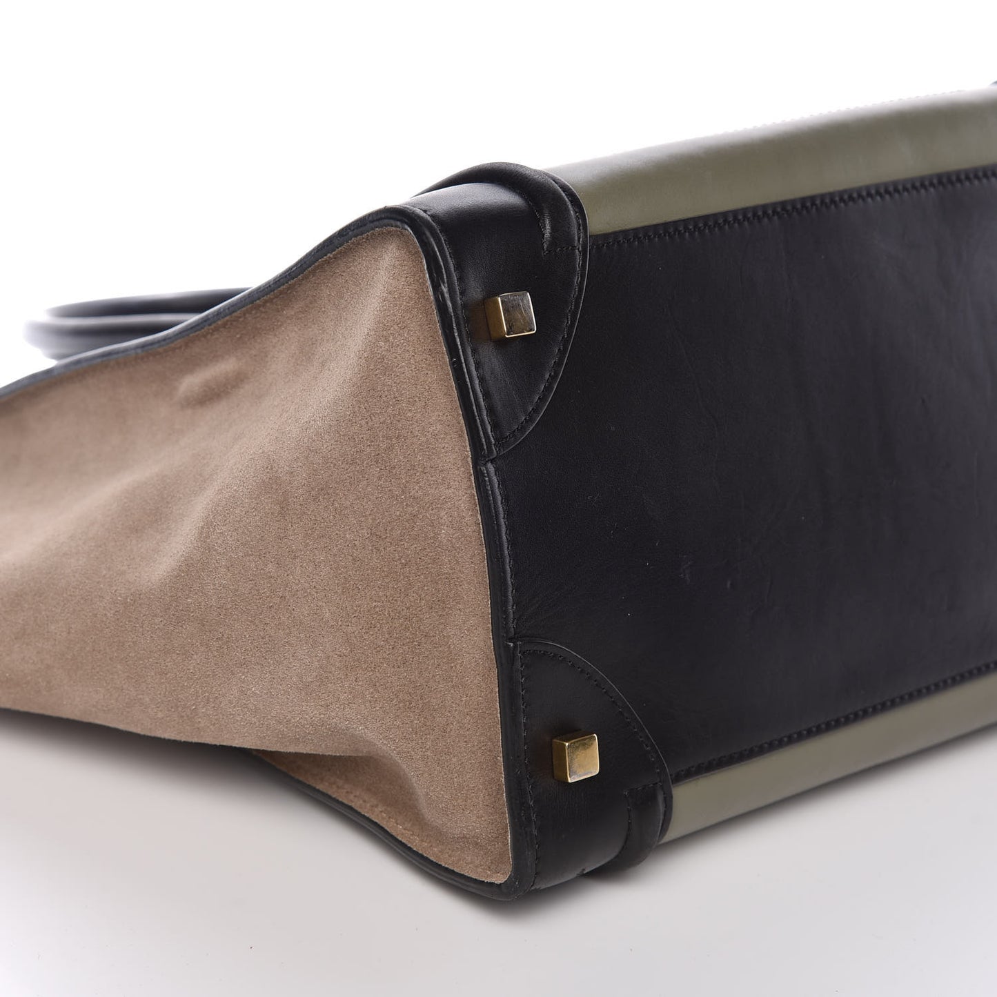 Satin Calfskin Suede Mini Tri-Color Luggage Almond