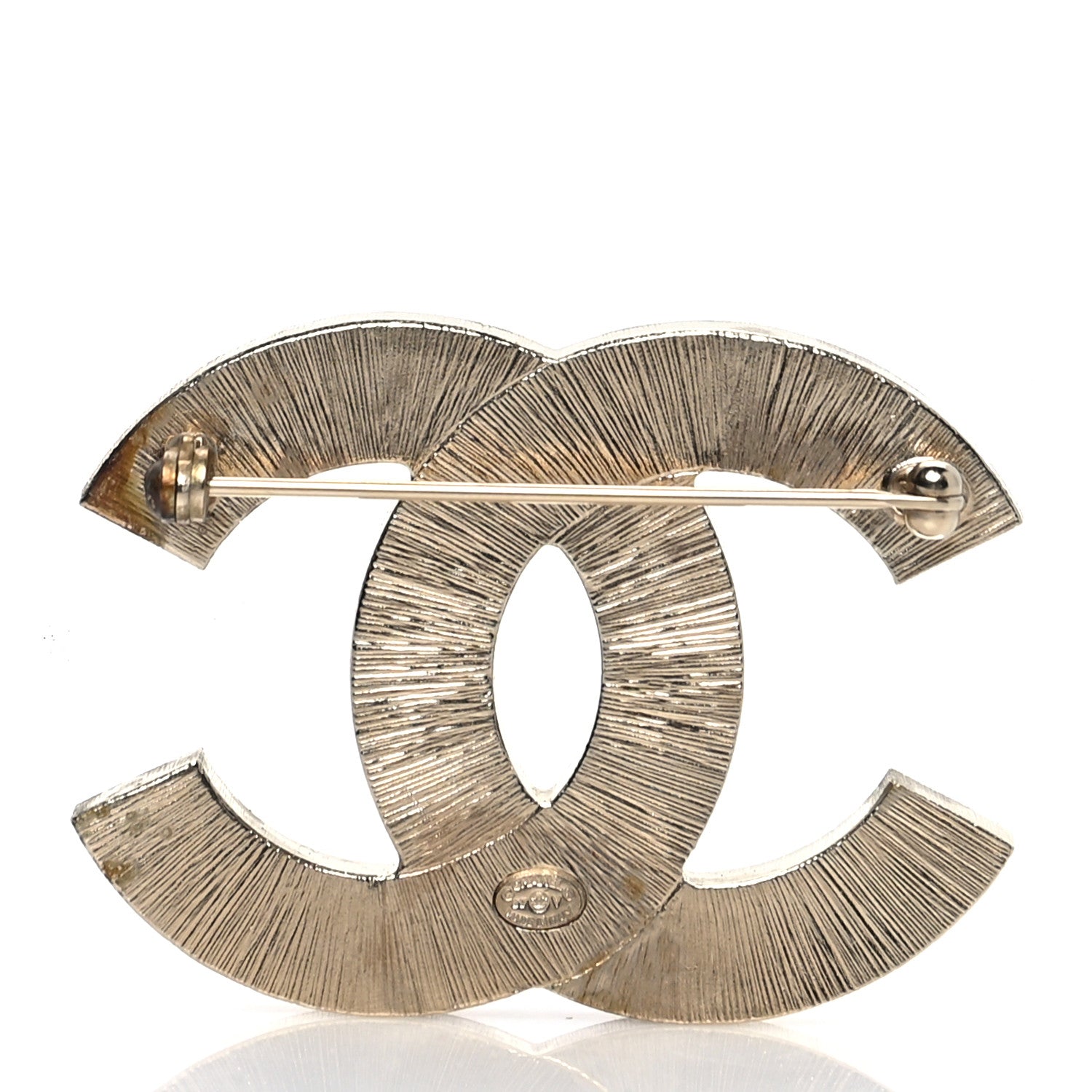 Chanel Metal Quilted CC Brooch Silver Gold 3 of 8