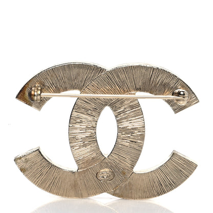 Chanel Metal Quilted CC Brooch Silver Gold 3 of 8