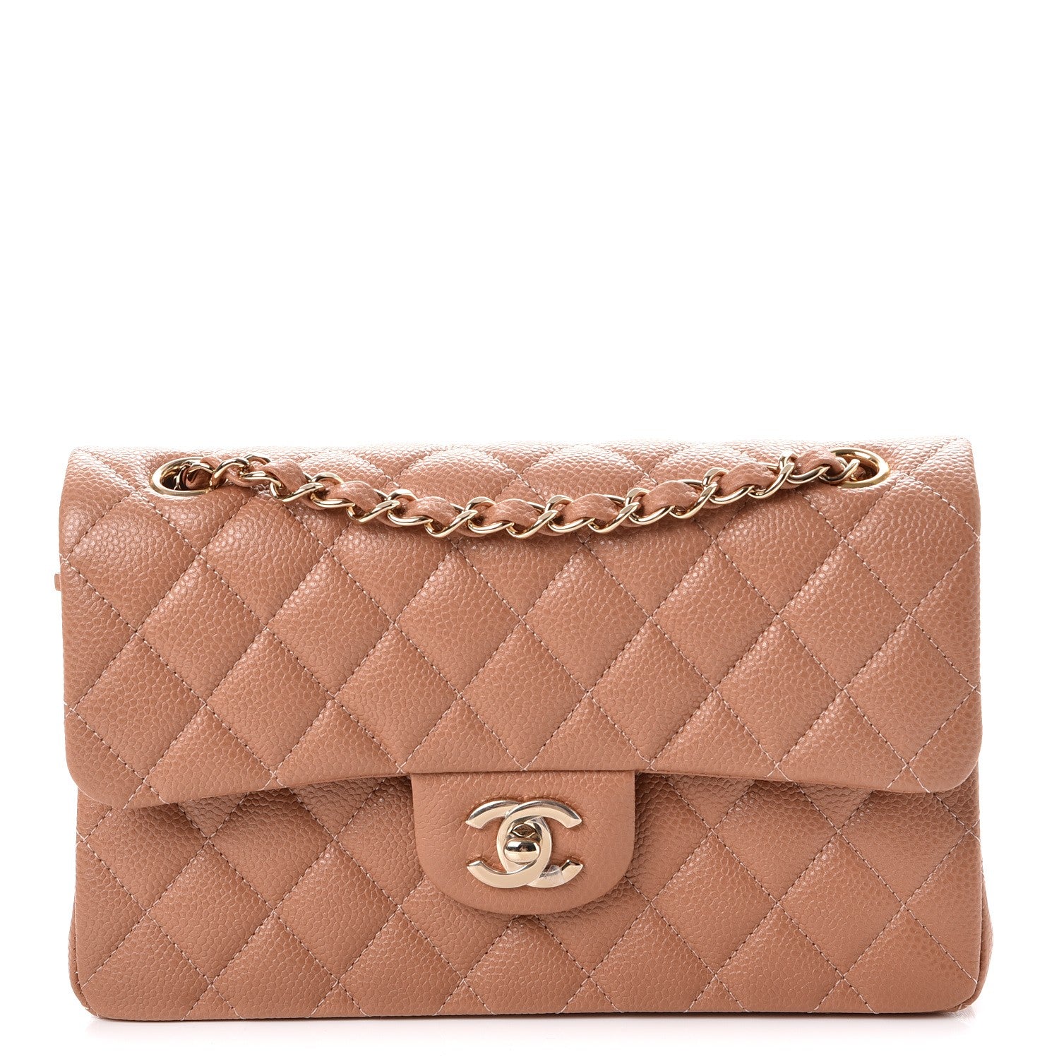 Chanel Caviar Quilted Small Double Flap Dark Beige 1 of 8