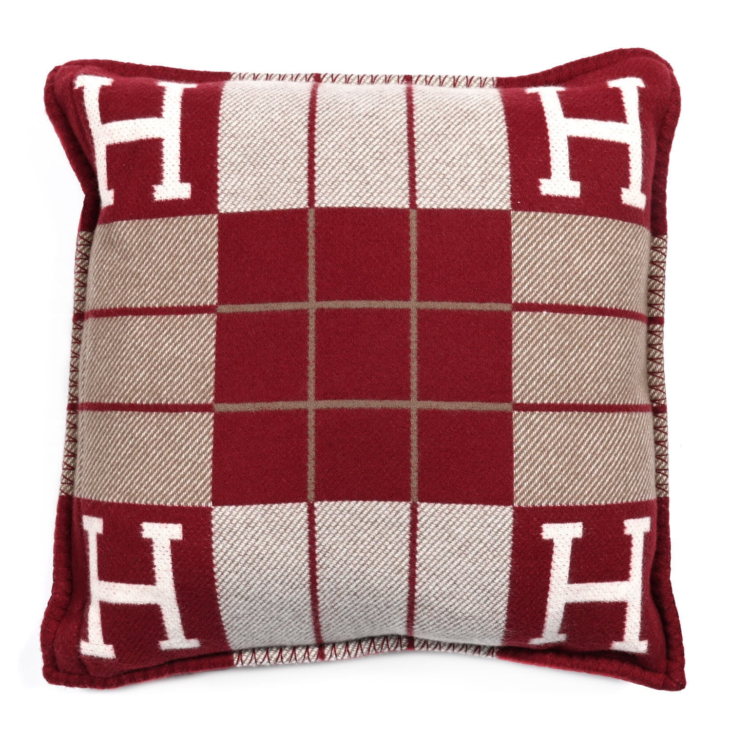 Hermes Wool Cashmere Avalon III Pillow Ecru Rouge 3 of 3