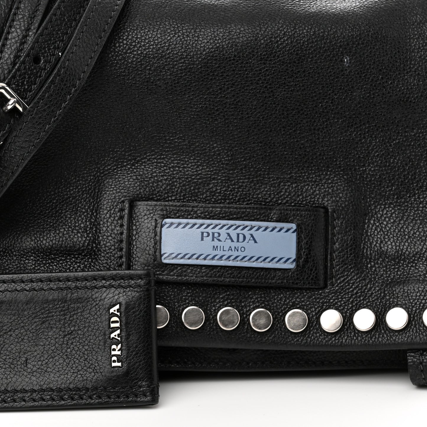 Glace Calfskin Studded Etiquette Flap Black