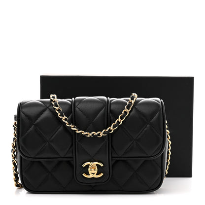 Chanel Lambskin Quilted Tab Mini Flap Black 11 of 11
