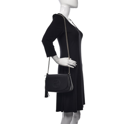 Gucci Pebbled Calfskin Medium Soho Flap Crossbody Black 2 of 10