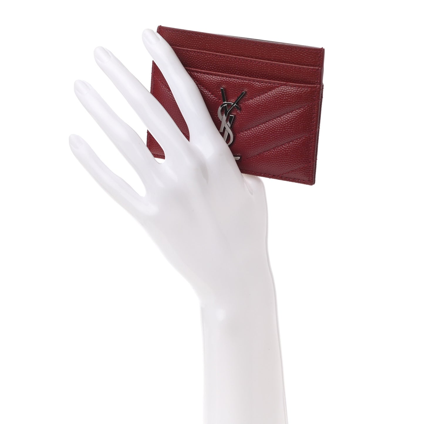 Grain De Poudre Matelasse Chevron Monogram Credit Card Case Opyum Red