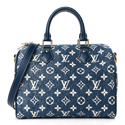 Louis Vuitton Monogram Jacquard Denim Speedy Bandouliere 25 Bleu 1 of 9