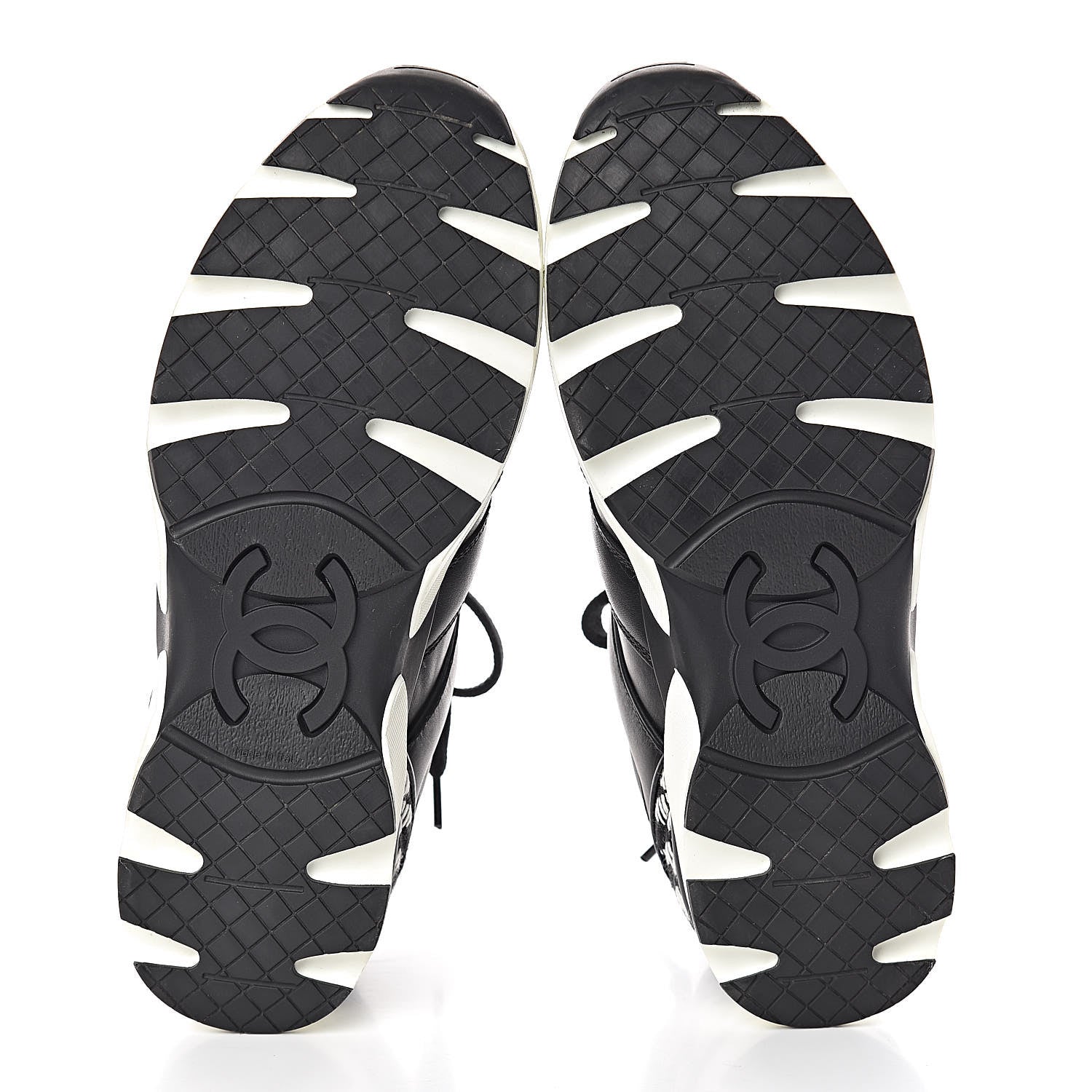 Chanel Calfskin Tweed CC Sneakers 37 Black White 5 of 8