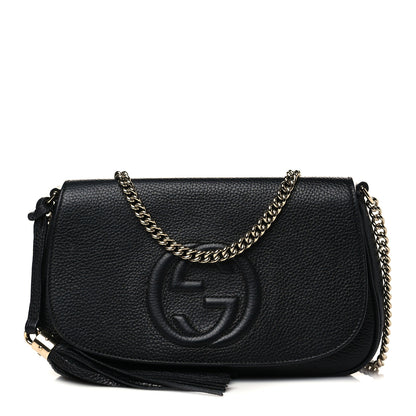 Gucci Pebbled Calfskin Medium Soho Flap Crossbody Black 1 of 9