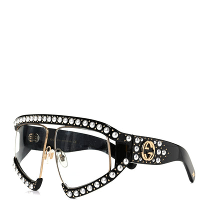 Gucci Acetate Pearl Rectangular Frame Sunglasses GG0234S Black 1 of 5
