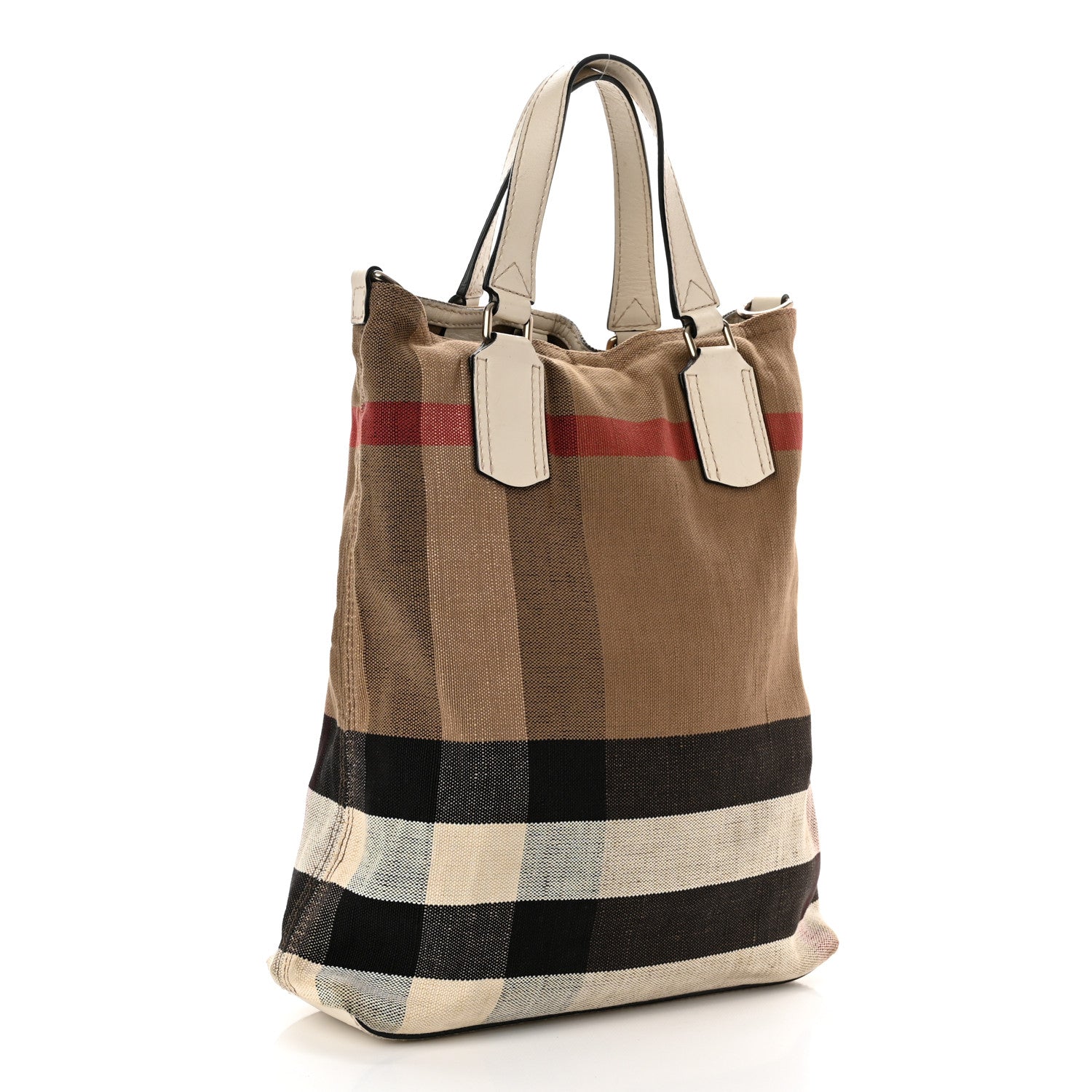 Burberry Canvas Mega Check Medium Tottenham Brit Tote White 3 of 12