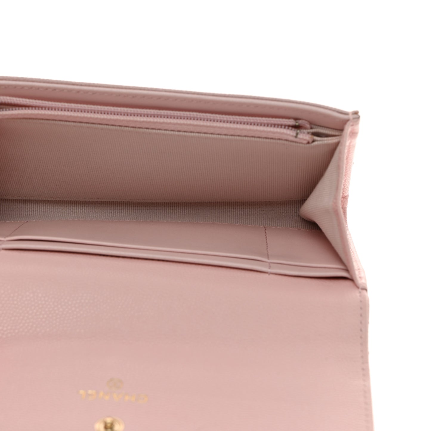 Caviar Quilted Crystal CC Large Gusset Flap Wallet Pink