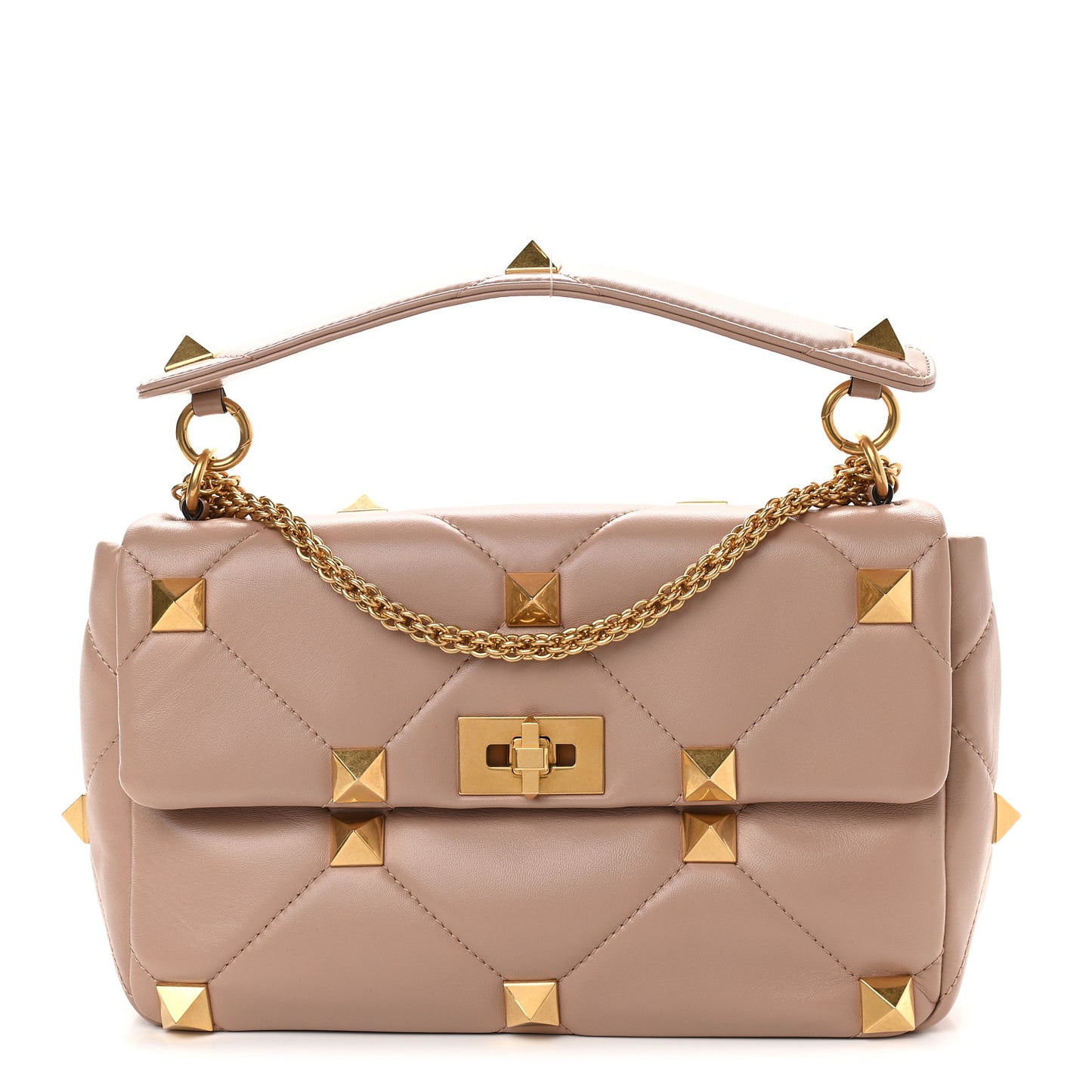 Nappa Large Roman Stud Shoulder Bag Rose Cannelle
