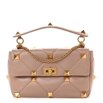 Valentino Garavani Nappa Large Roman Stud Shoulder Bag Rose Cannelle 1 of 10