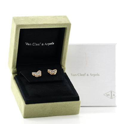 Van Cleef & Arpels 18K Yellow Gold Mother of Pearl Sweet Alhambra Butterfly Earrings 5 of 5