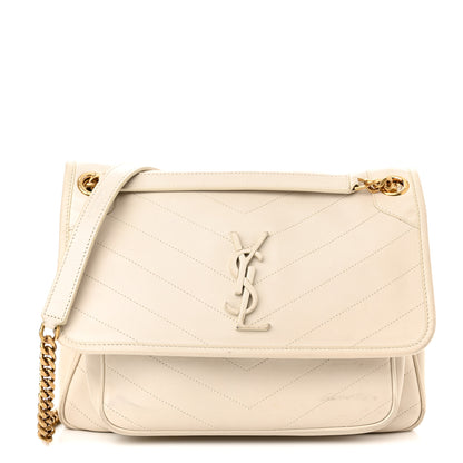 Saint Laurent Lambskin Matelasse Monogram Medium Niki Chain Satchel Nude Powder 1 of 16