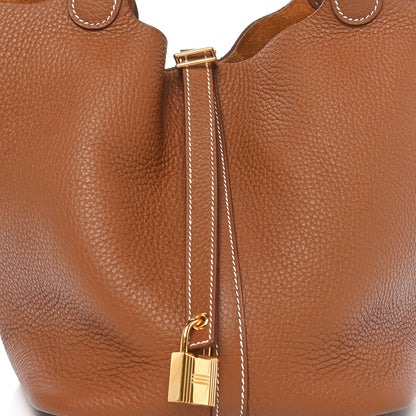 Hermes Taurillon Clemence Picotin Lock 22 MM Gold 6 of 8