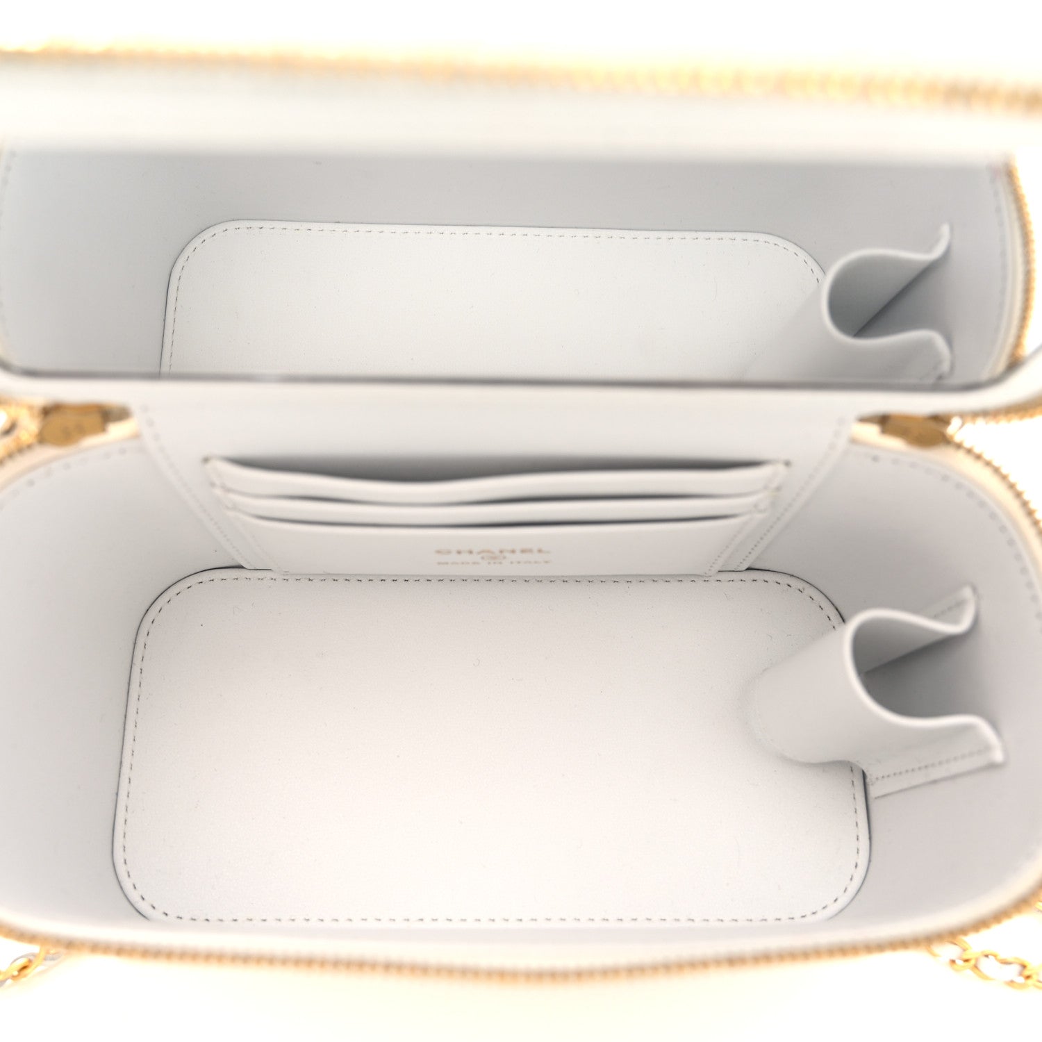 Chanel Patent Enamel Quilted Small Coco Hearts Vanity Case With Chain White 5 of 11