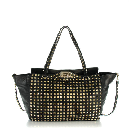 Valentino Garavani Vitello Medium Rockstud All Over Tote Black 1 of 7