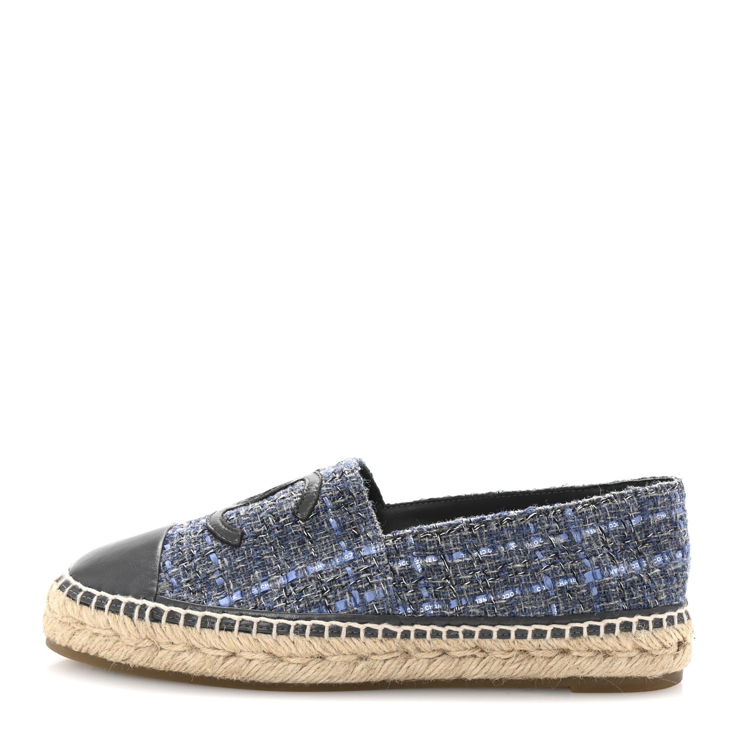 Chanel Tweed Lambskin CC Espadrilles 40 Blue Grey 1 of 10