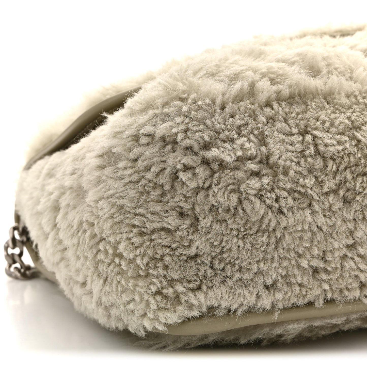 Calfskin Shearling Monogram Medium Niki Chain Satchel Grey