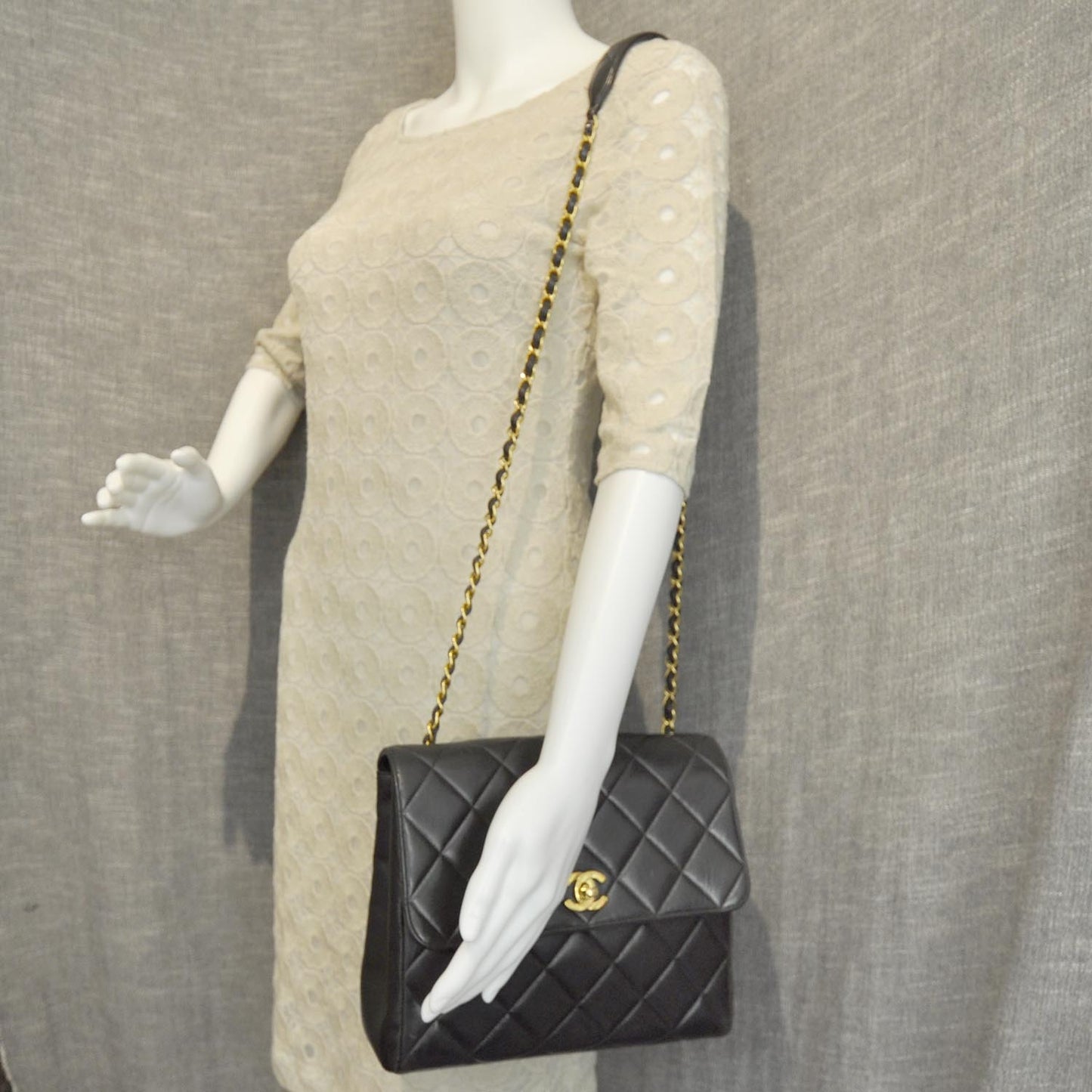 Lambskin Quilted Flap Bag Black