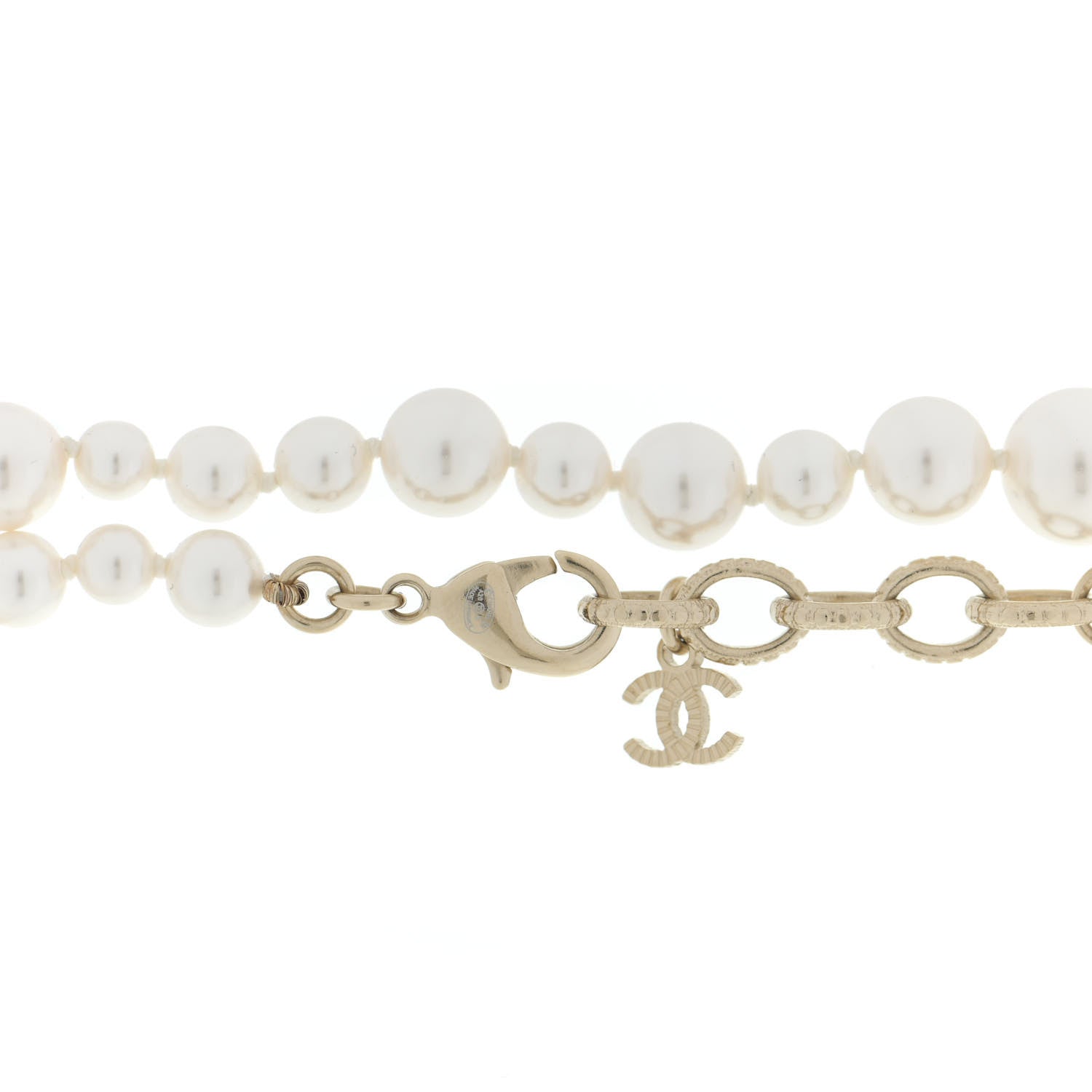 Chanel Pearl Crystal Long CC Necklace Gold 6 of 7