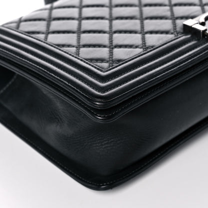 Chanel Calfskin Quilted Stitched New Medium Boy Flap Dark Navy Blue 9 of 11