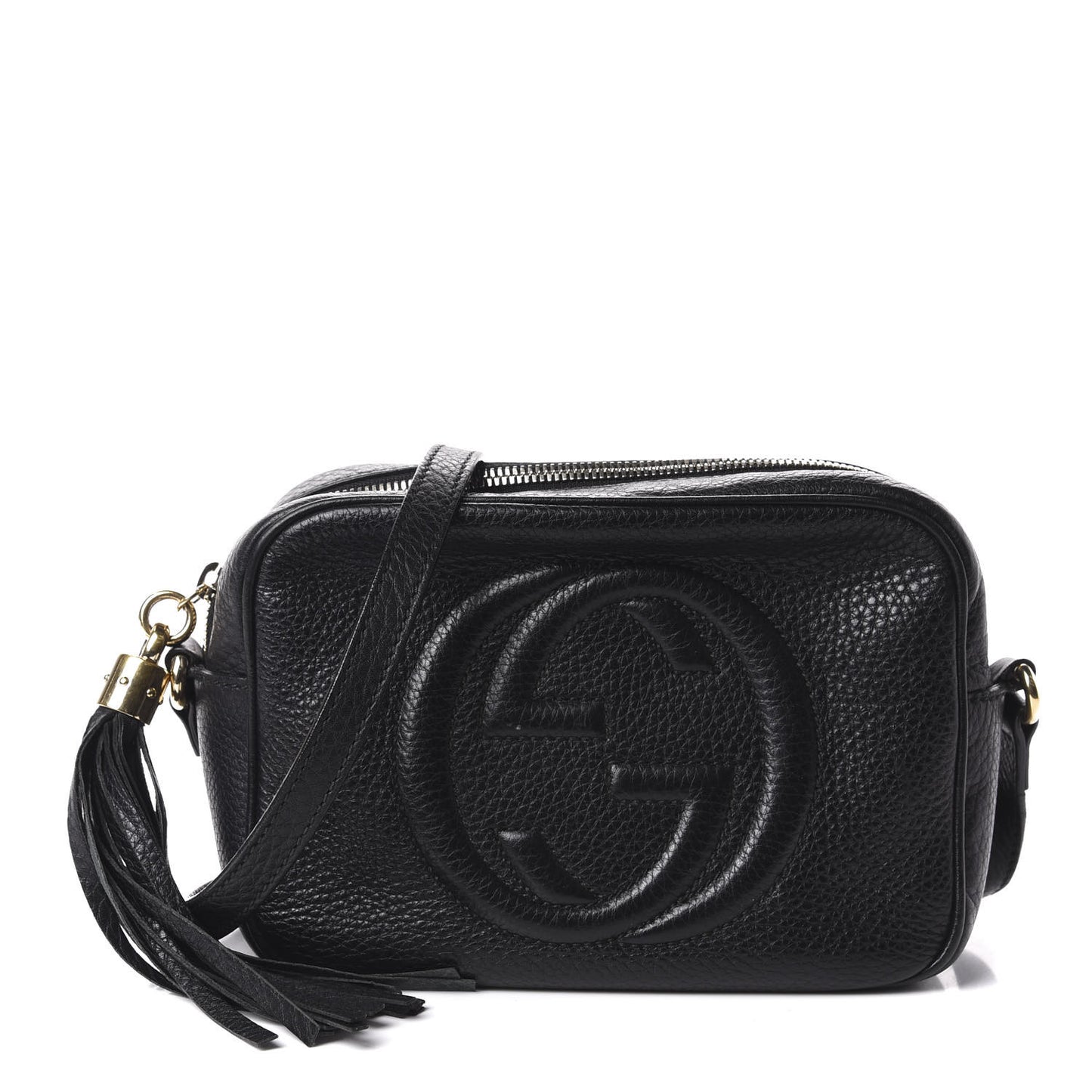 Pebbled Calfskin Small Soho Disco Bag Black