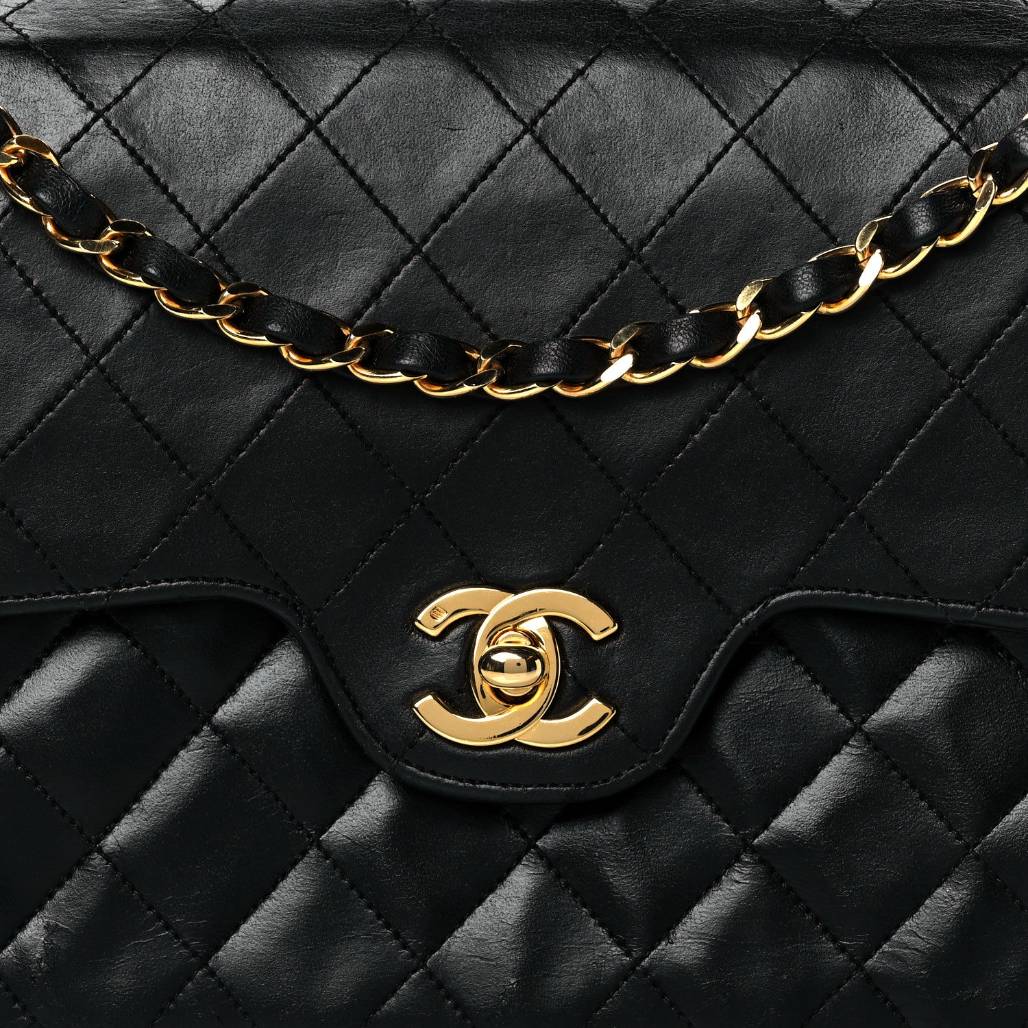 Chanel Lambskin Quilted Medium Double Flap Black 7 of 9