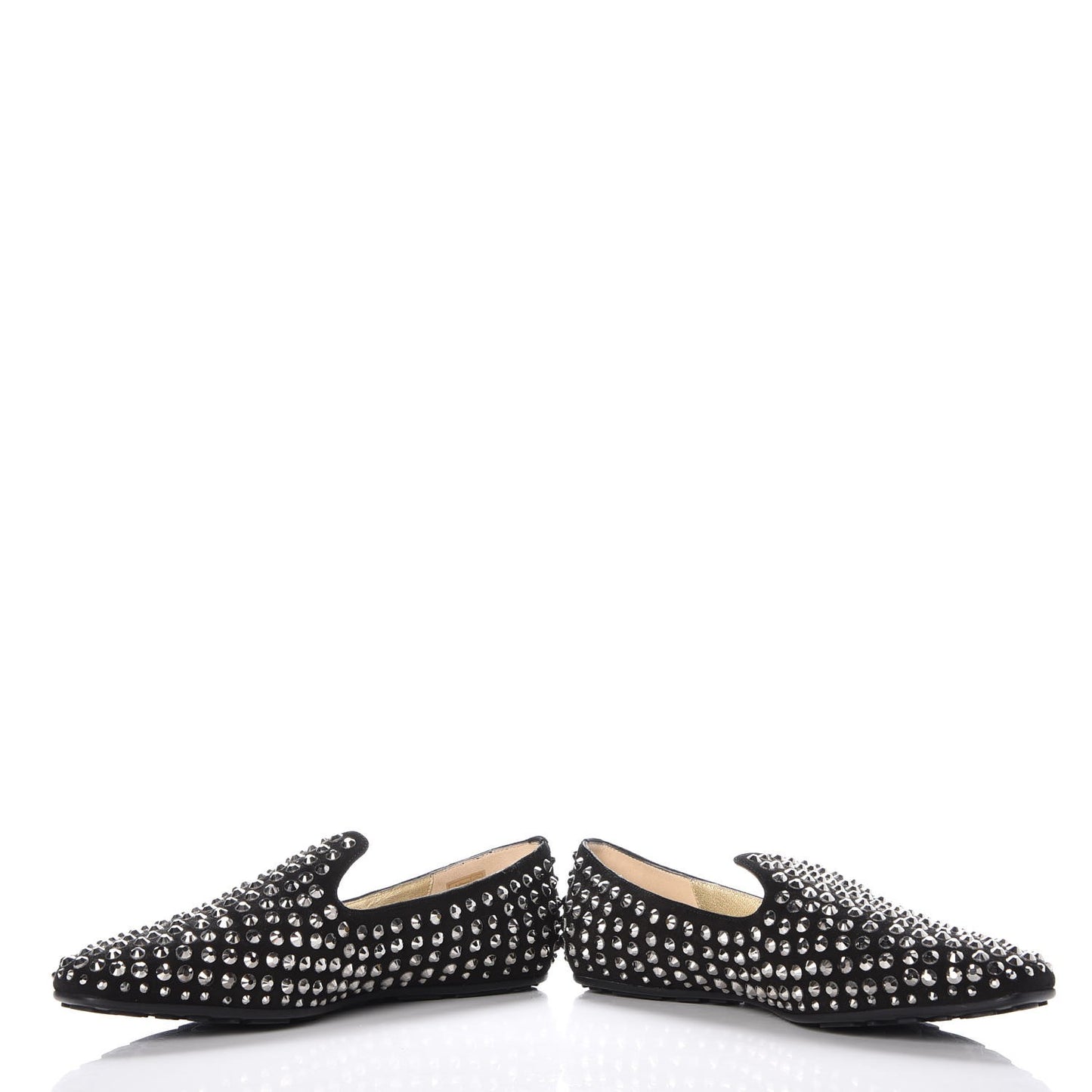 Suede Studded Wheel Loafers 38 Black