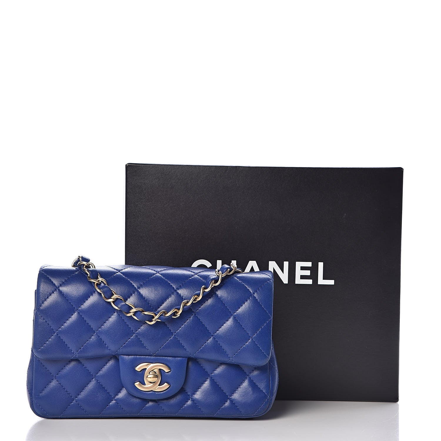 Chanel Lambskin Quilted Mini Rectangular Flap Royal Blue 17 of 17