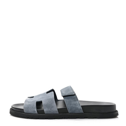 Hermes Suede Goatskin Mens Chypre Sandals 43 Bleu Pinede 1 of 8