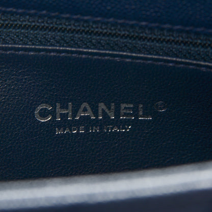 Chanel Caviar Lizard Quilted Small Coco Handle Flap Navy 6 of 7