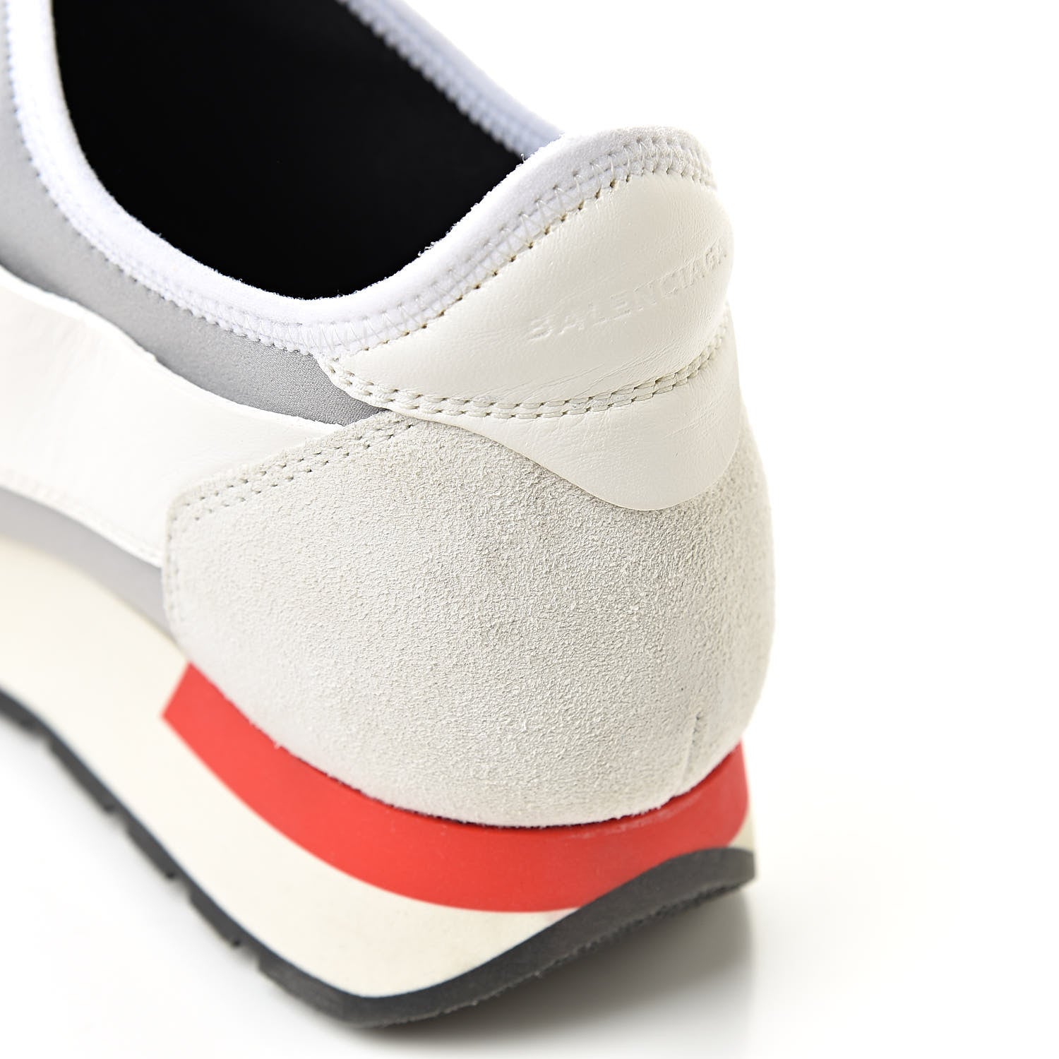 Balenciaga Mesh Calfskin Neoprene Suede Womens Race Runner Sneakers 38 White Black Gris 8 of 9