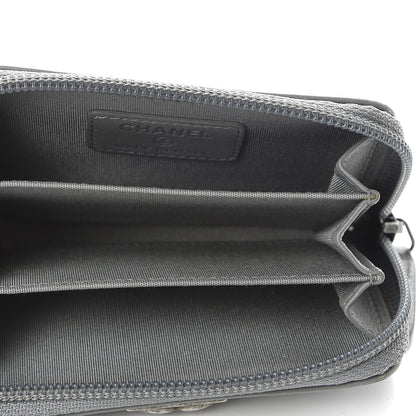 Chanel Lambskin Quilted Boy Zip Around Coin Purse Wallet Grey 5 of 8
