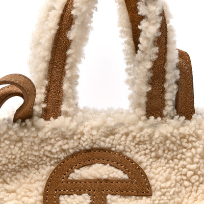 Telfar X UGG Suede Shearling Reverse Small Shopping Bag Natural 8 of 10
