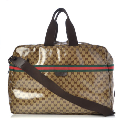Gucci Crystal Monogram Web Large Carry On Duffle Bag Brown 1 of 7