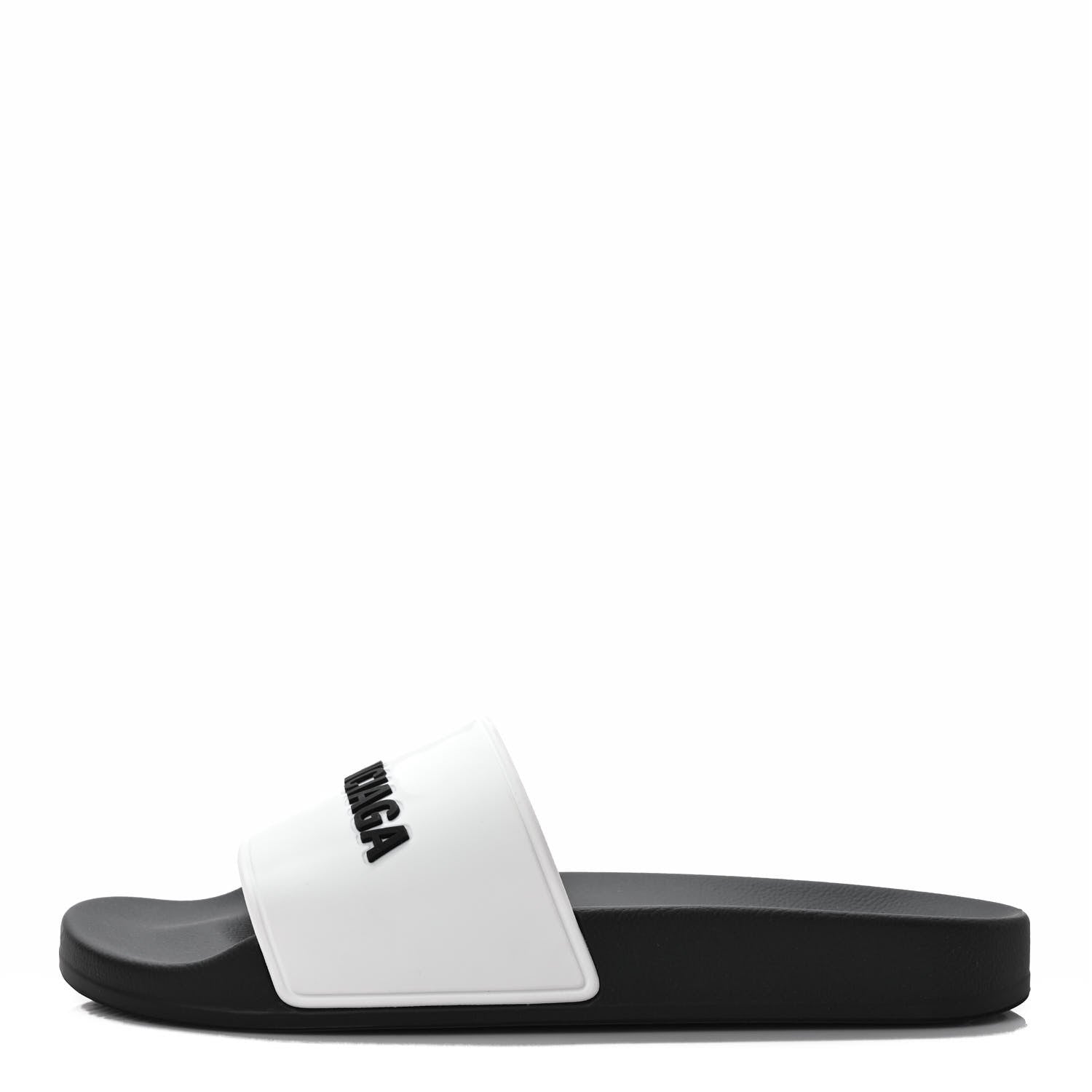 Balenciaga Rubber Womens Logo Pool Slide Sandals 39 Black White 1 of 7