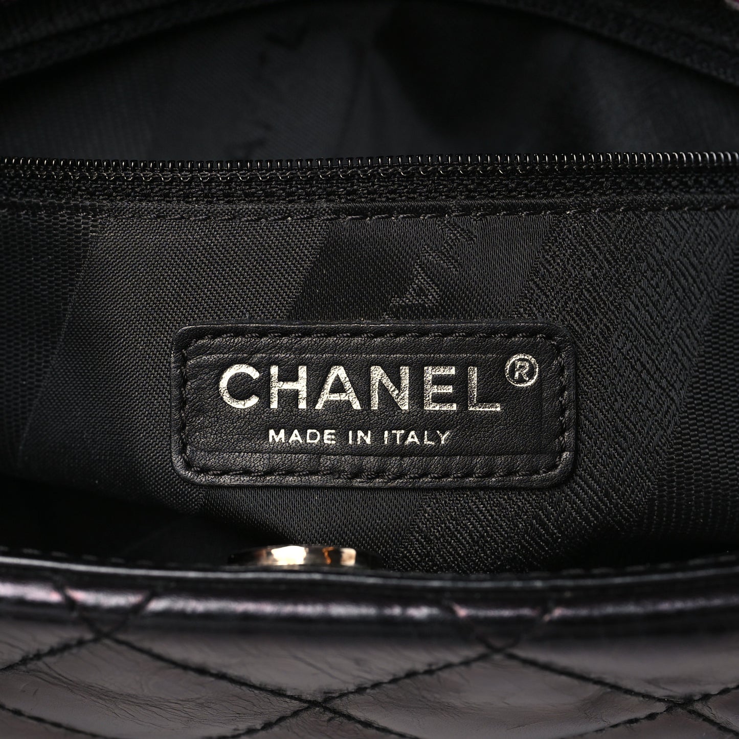 Glazed Calfskin Quilted Tweed Portobello Flap Black Pink