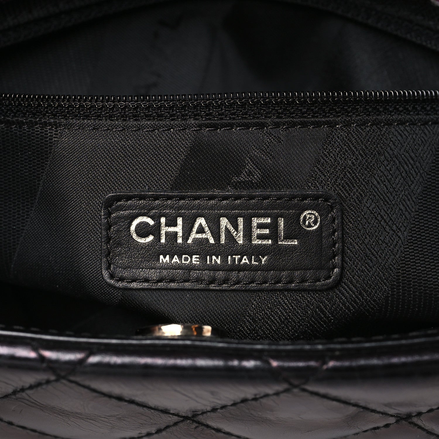 Chanel Glazed Calfskin Quilted Tweed Portobello Flap Black Pink 6 of 9