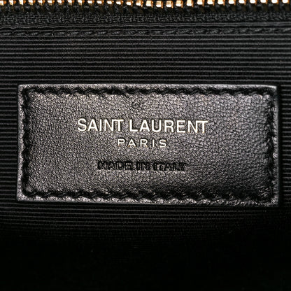 Saint Laurent Grain De Poudre Matelasse Chevron Large Monogram Satchel Rouge Legion 7 of 11
