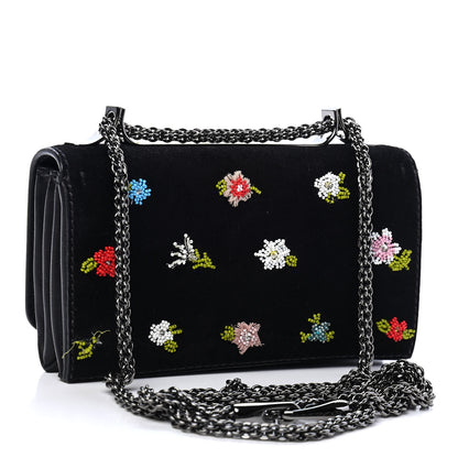 Valentino Garavani Velvet Embroidered Va Va Voom Shoulder Bag Black 2 of 8