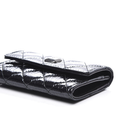 Chanel Distressed Patent Quilted Flap Card Holder Black 6 of 10