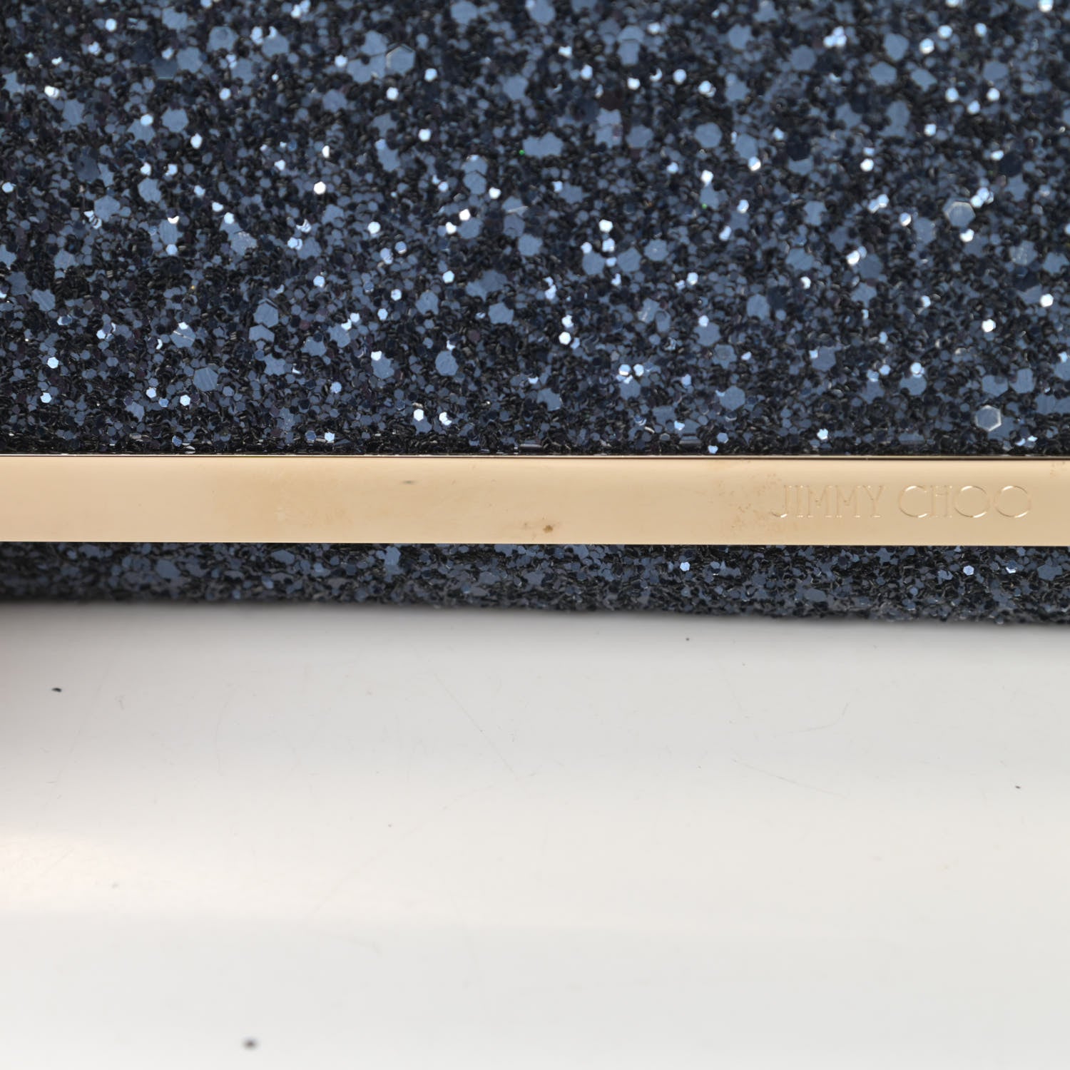 Jimmy Choo Glitter Milla Wallet on Chain Navy 10 of 11