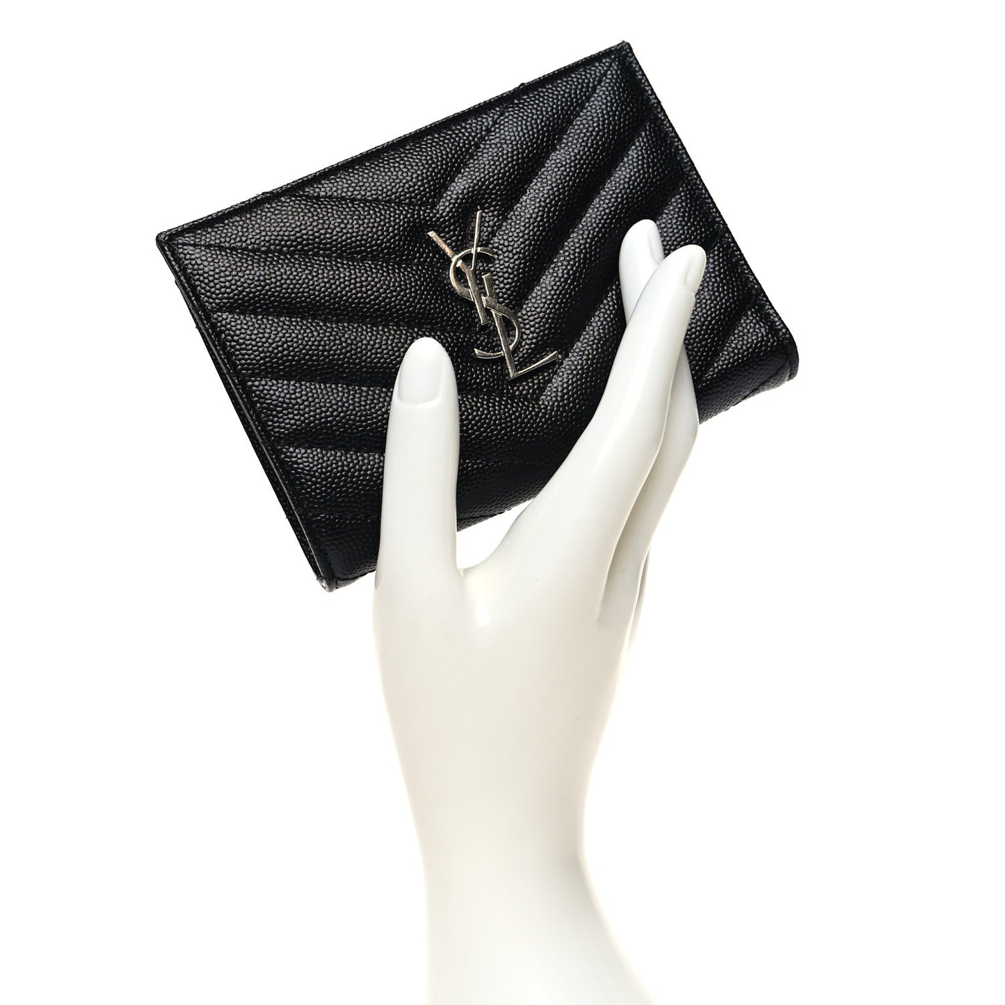 Grain De Poudre Matelasse Chevron Monogram Zipped Two-Part Wallet Black