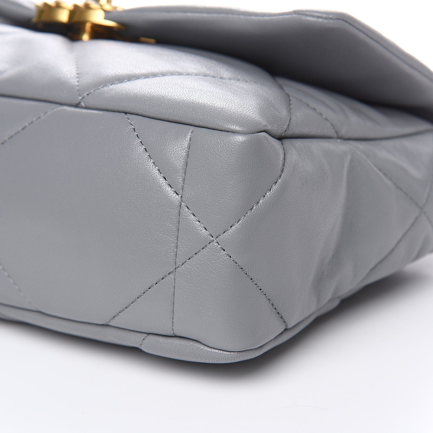 Lambskin Quilted Medium 19 Flap Grey