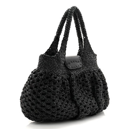 Salvatore Ferragamo Woven Calfskin Gancini Shoulder Bag Black 5 of 19