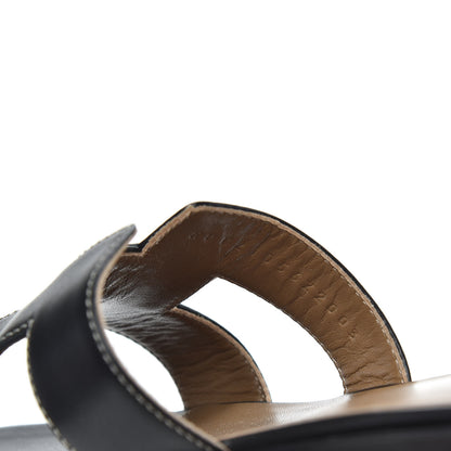 Hermes Box Calfskin Oran Sandals 37 Black 8 of 9