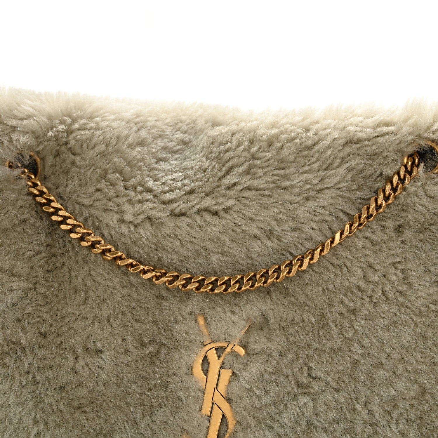 Saint Laurent Shearling Calfskin Medium Reversible Monogram Kate Satchel Grey 8 of 11